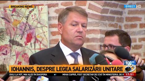 klaus Iohannis, despre legea salarizării unitare: Pentru această lege răspunde integral şi definitiv iniţiatorul, adică PSD