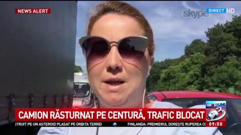 Un camion s-a răsturnat pe centura Capitalei
