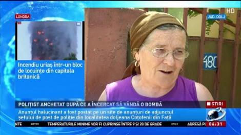 Dorel în uniformă! Un poliţist din Dolj s-a ales cu dosar penal după ce a încercat să vândă o bombă pe internet