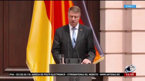 Imagini de la Berlin, unde Klaus Iohannis ține un discurs