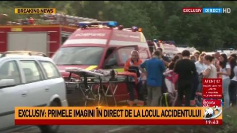 Noi imagini de la locul accidentului cu autocarul răsturnat