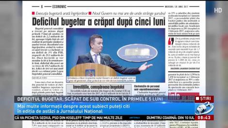 Deficitul bugetar, scăpat de sub control în primele cinci luni ale anului