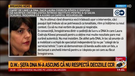 Deutsche Welle: capăt de linie la DNA. Kovesi n-a ascuns că nu respectă deciziile CCR