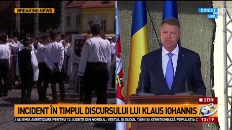 Incident în timpul discursului lui Klaus Iohannis de la Sibiu