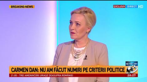 Carmen Dan: Domnul Dragnea m-a susţinut pentru că mă cunoştea