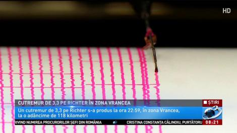 Cutremur de 3,3 pe Richter în zona Vrancea
