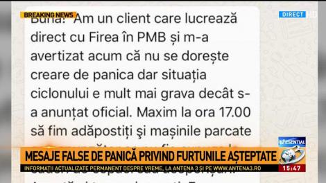 "Ciclonul așteptat în Capitală este mult mai grav decât s-a anunțat oficial, dar nu se dorește crearea de panică". Mesajul care i-a înspăimântat pe bucureșteni