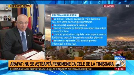Raed Arafat: Nu se așteaptă fenomene ca cele de la Timișoara
