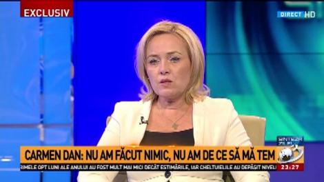 Ministrul Carmen Dan, la Sinteza zilei: Nu am făcut nimic, nu am de ce să mă tem