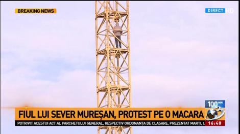 Fiul milionarului Sever Mureșan, protest extrem pe o macara