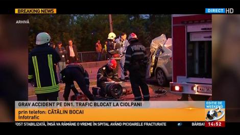 Accident grav pe DN1. Șase persoane au fost rănite, iar un copil a rămas &icirc;ncarcerat