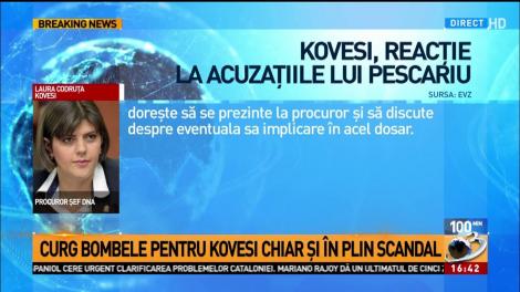 Kovesi, prima reacție la acuzațiile lui Pescariu. Șefa DNA recunoaște că s-a întâlnit cu omul de afaceri