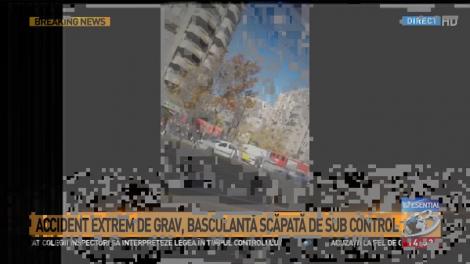 Accident rutier grav, în Capitală. O basculantă scăpată de sub control a lovit patru mașini
