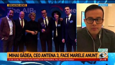 Prima declarație a lui Mihai Gâdea, după ce a câștigat premiul pentru ”Prezentatorul anului 2017”
