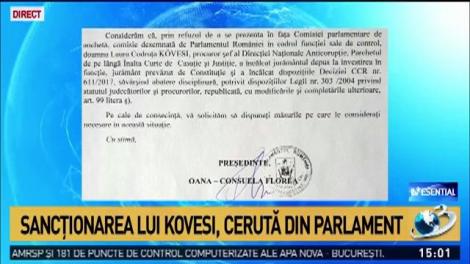 Sancționarea Laurei Kovesi, cerută în Parlament