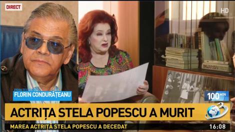 Actrița Stela Popescu a murit. Florin Condurățeanu: &bdquo;Era regina z&acirc;mbetelor și era primăvara eternă a sufletului rom&acirc;nesc&rdquo;