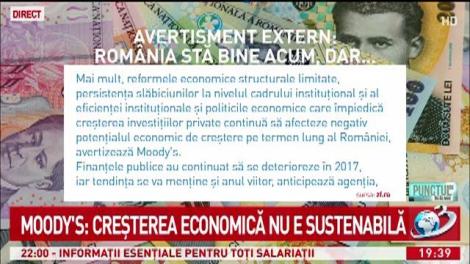 Moody`s: Creșterea economică nu e sustenabilă
