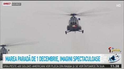 99 DE ANI DE LA UNIREA DE LA ALBA IULIA. Totul este un spectacol adevărat. Aparatele de zbor au apărut la Parada Militară