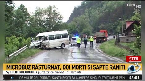 Accident grav, după ce un microbuz s-a răsturnat: Sunt doi morți și șapte răniți. A fost activat Planul roșu