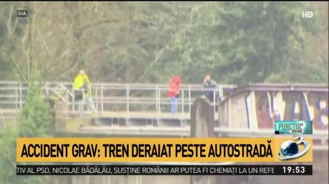 Grav accident feroviar în SUA. Un tren a deraiat și a ajuns pe autostradă