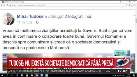 Tudose, fotografie cu jurnaliștii, la Guvern. &bdquo;Nu există societate democratică fără presă&rdquo;