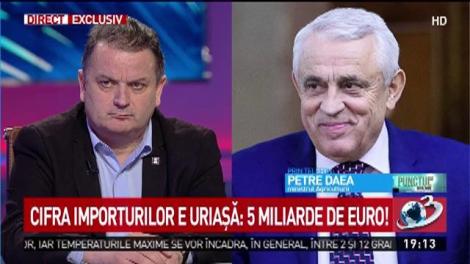 Cu producție agricolă istorică, importăm alimente de cinci miliarde de euro. Petre Daea: &bdquo;Noi aveam 1.860 de supermarketuri. Avem suprafață comercială c&acirc;t orașul Pitești&rdquo;