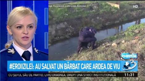 Au salvat un bărbat care ardea de viu