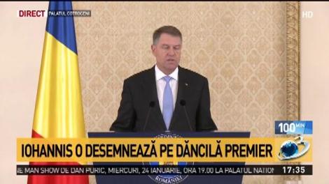 Klaus Iohannis a desemnat-o pe Viorica Dăncilă pentru fotoliul de premier