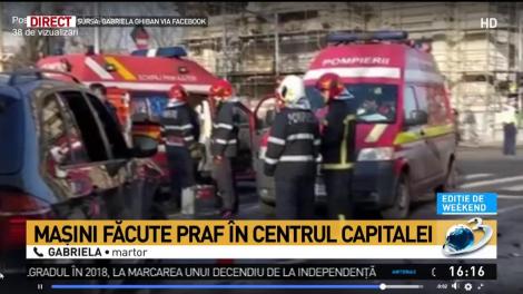 Accident cumplit &icirc;n Capitală! Patru mașini au fost implicate. Martor: Șoferul vinovat a &icirc;ncercat să fugă