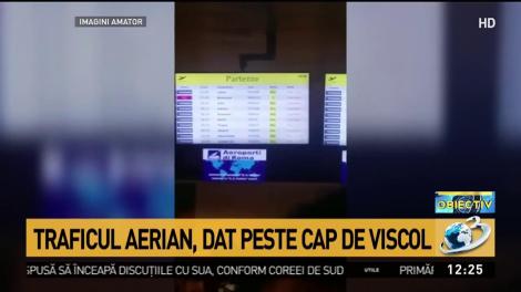 Traficul aerian, dat peste cap de viscol. Rom&acirc;ni, blocați pe un aeroport din Roma