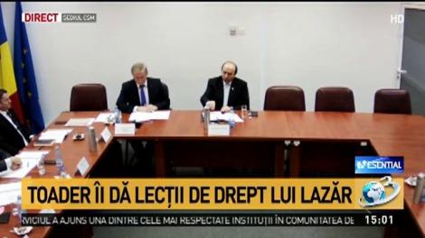 Discuții aprinse &icirc;ntre ministrul Justiției, Tudorel Toader, și procurorul general, Augustin Lazăr