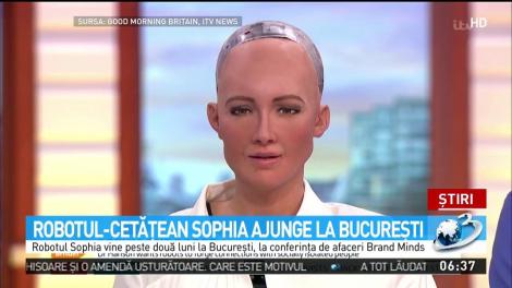 Robotul-cetățean Sophia ajunge la București