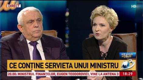 Moment inedit &icirc;n studioul Antena 3. Petre Daea i-a arătat Danei Chera ce are &icirc;n servieta de care nu se desparte niciodată