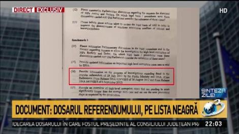 Dosarul Referendumului, pe lista neagră
