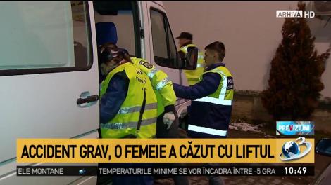 Accident grav, o femeie a căzut cu liftul