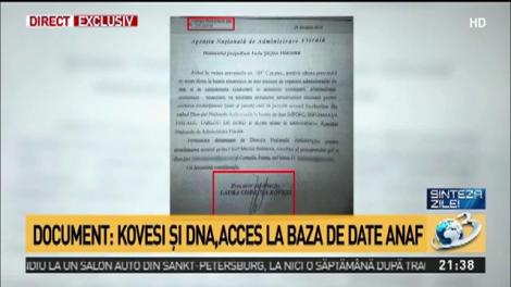 Document: Kovesi și DNA, acces la baza de date ANAF