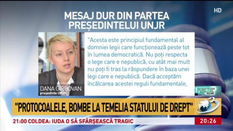 Șefa UNJR, mesaj dur: &bdquo;Hotăr&acirc;rile CSAT şi protocoalele secrete sunt bombe puse la temelia statului de drept&rdquo;