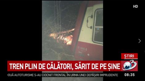 Primele imagini cu trenul deraiat