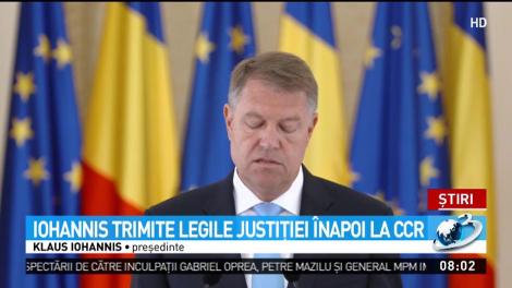 Iohannis trimite legile justiției &icirc;napoi la CCR
