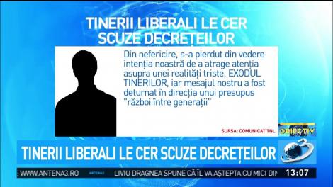 Tinerii liberali le cer scuze decrețeilor