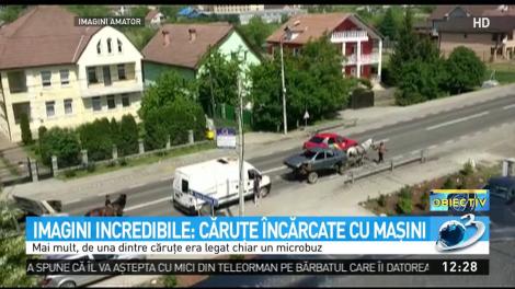 Imagini incredibile: Căruțe &icirc;ncărcate cu mașini