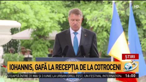 Klaus Iohannis, gafă la recepția de la Cotroceni