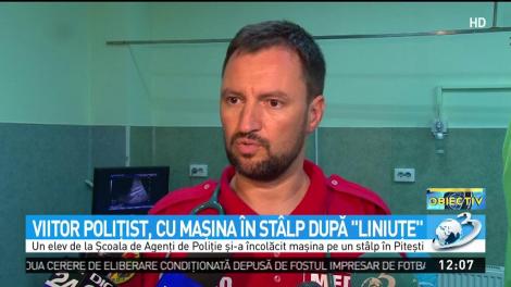 Viitor polițist, cu mașina &icirc;n st&acirc;lp după ''liniuțe''