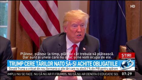 Donald Trump cere țărilor NATO să-și achite obligațiile