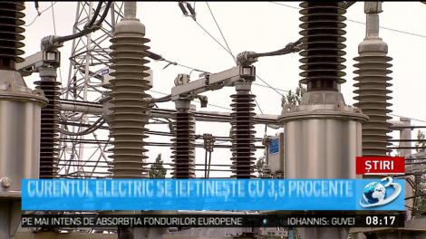 Curentul electric se ieftineşte cu 3,5% procente