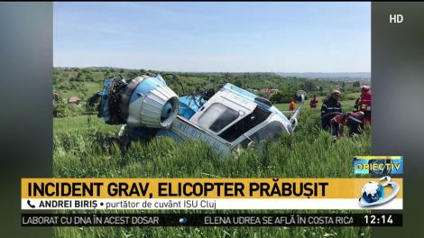 Primele imagini cu elicopterul prăbuşit &icirc;n municipiul Turda