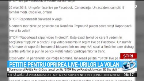 Petiţia "STOP live pe Facebook la volan! Dă like vieţii!", un demers care poate salva oameni