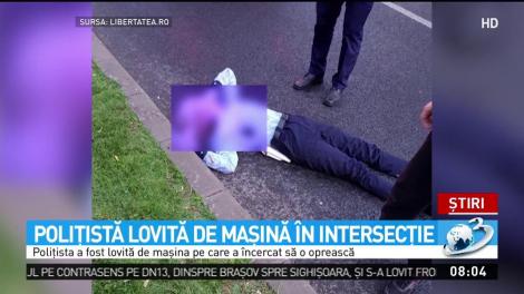 Poliţistă lovită de maşină &icirc;ntr-o intersecţie din centrul Bucureştiului
