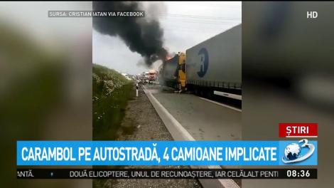 Carambol cu patru tiruri pe o autostradă din Germania