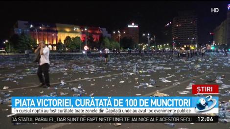 Primăria Capitalei: Imediat după miting, Piaţa Victoriei a fost curăţată de 100 de muncitori